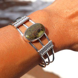 Navajo‎ Turquoise Bracelet Signed Sterling Silver NA Jewelry Women's sz6.75 ***